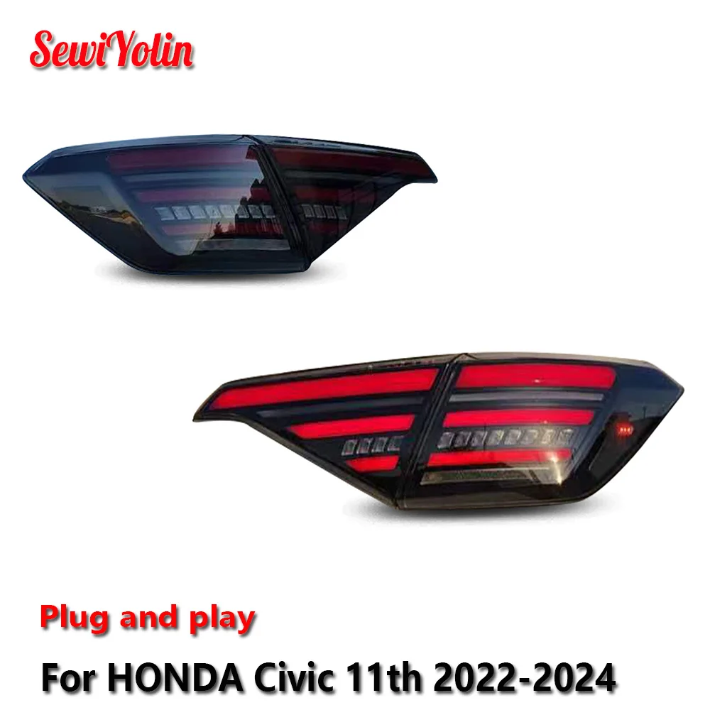 

Car LED Tail Light Assemblies For HONDA Civic 11th 2022-2024 RGB Auto Fog DRL Brake Turn Signal Lamp Plug and Play