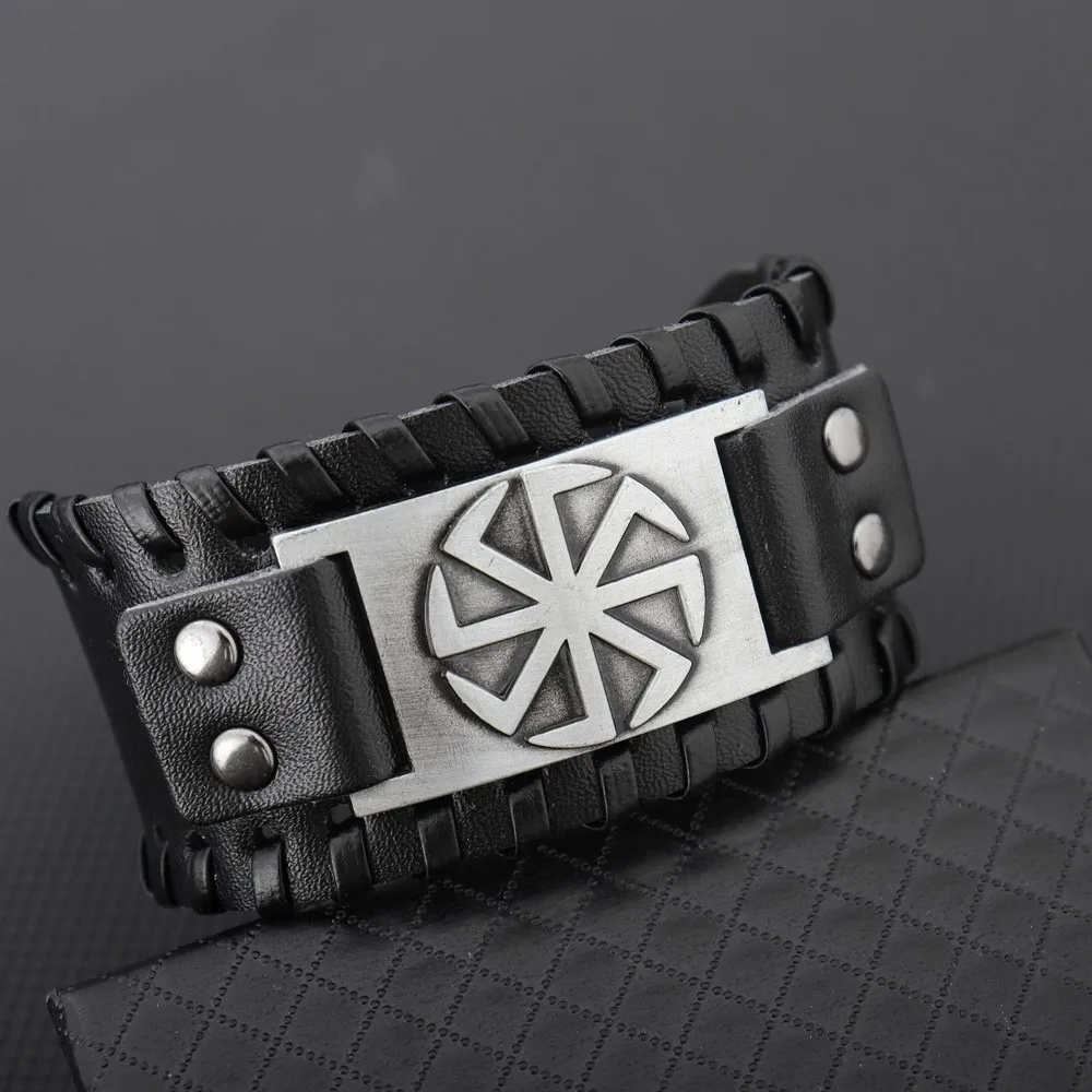 

2025 Totem Design Nordic Lucky Compass Bracelet Viking Men's Bracelet New Trendy Fashion Leather Woven Accessories Party Jewelry