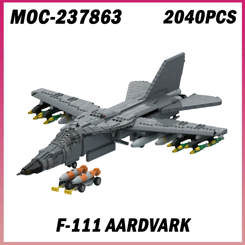 

2040PCS MOC-237863 F-111 Aardvark Multi-purpose Military Fighter Building Block Assembly Model Creative Brick Toys Boy Gift