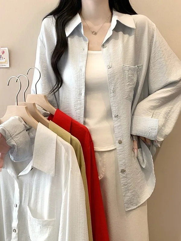 

plus Size Women's Lazy Style Casual Thin Sun Protection Shirt Summer New Slimming Loose All-Match Open Cardigan Top