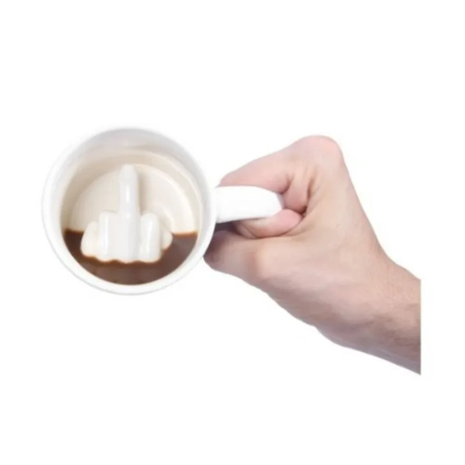 Taza de dedo medio blanca de diseño creativo, taza de café y leche mezcladora de estilo novedoso, Taza de cerámica divertida, capacidad suficiente de 300ml, 1 Uds.