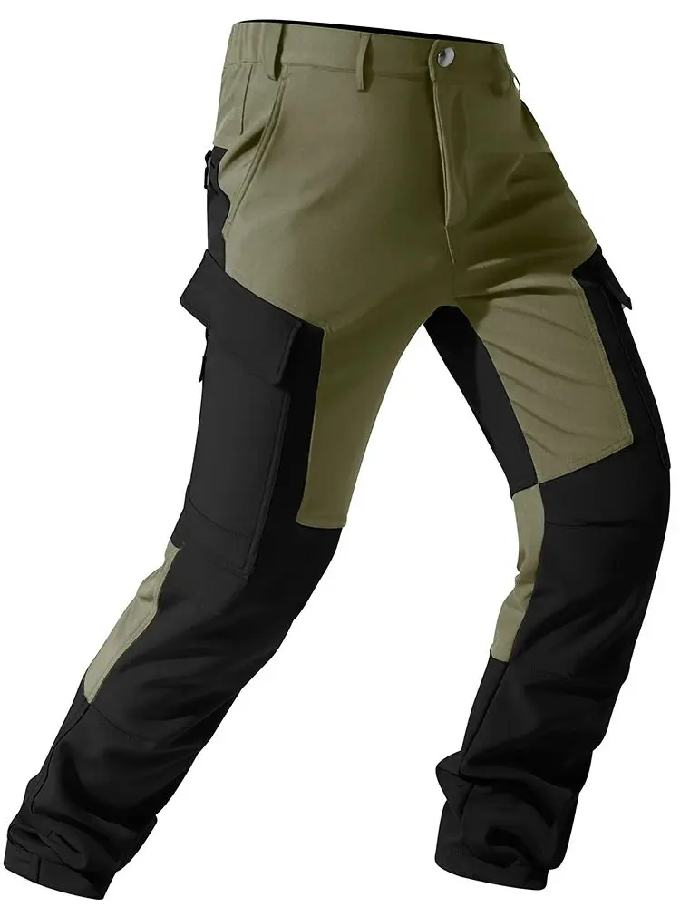 

Wear resistant multi bag pants, waterproof and windproof hiking pants, camping pants with thick fleece and warm autumn and winte