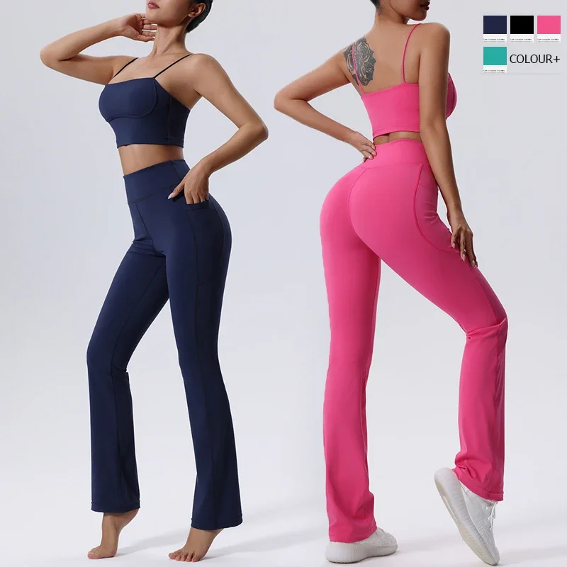 

Two Pieces Fitness Yoga Set Women Solid Color Gym Suit Buttery Soft Breathable Quick Dry Workout Clothes Female Sportswear