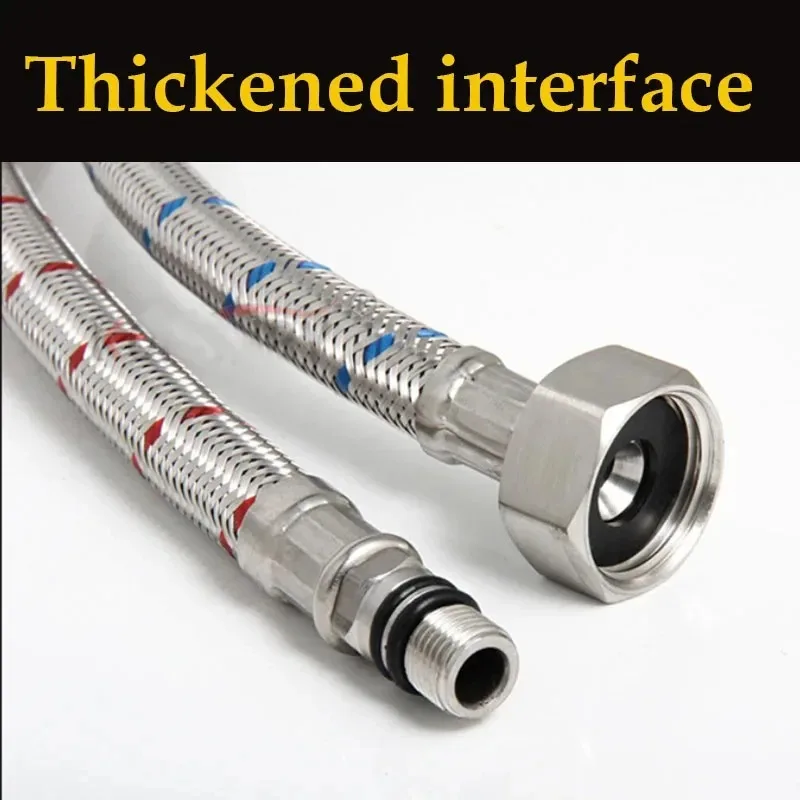 2 Pack 60cm Stainless Steel Hose G1/2 Hot and Cold Mixer Faucet Inlet Pipe Hose Bathroom Kitchen Connection Accessories