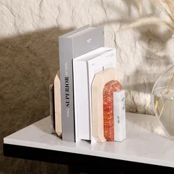 Geometric Splicing Marble Book Stand Bookcase Marble Bookends Living Room Decorations Bookends Study Room Bookends Ornaments