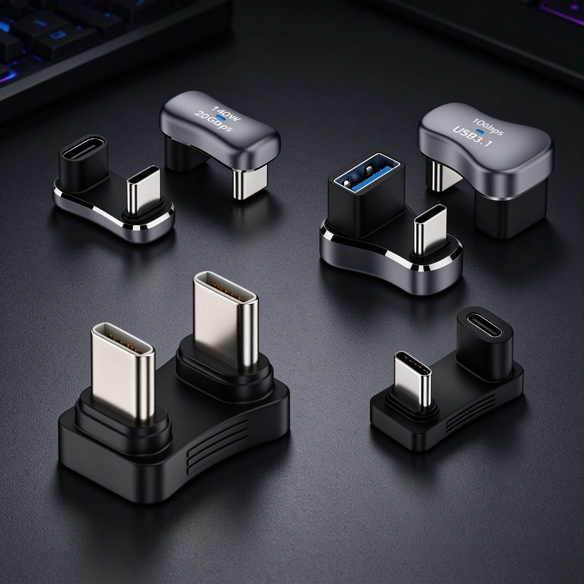 For Steam Deck USB C Male To Female Extension Connector 180 Degree PD 140W 20Gbps Fast Charging Adapter Game Console Accessoies
