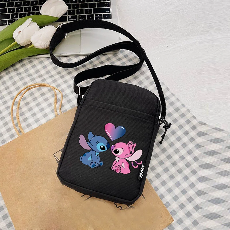 Disney Cartoon Lilo & Stitch Women\'s Shoulder Bag Ladies Canvas Messenger Bag Mini Girls Student Mobile Purse Phone Bag 2024