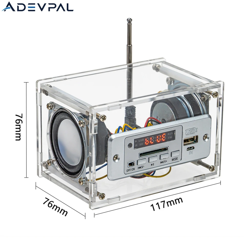 DIY Multi-Functional Bluetooth Speaker Kit with FM Radio 85.7-108MHz 2-Channel 3W USB drive SD card MP3 Player DIY Electronic Ki