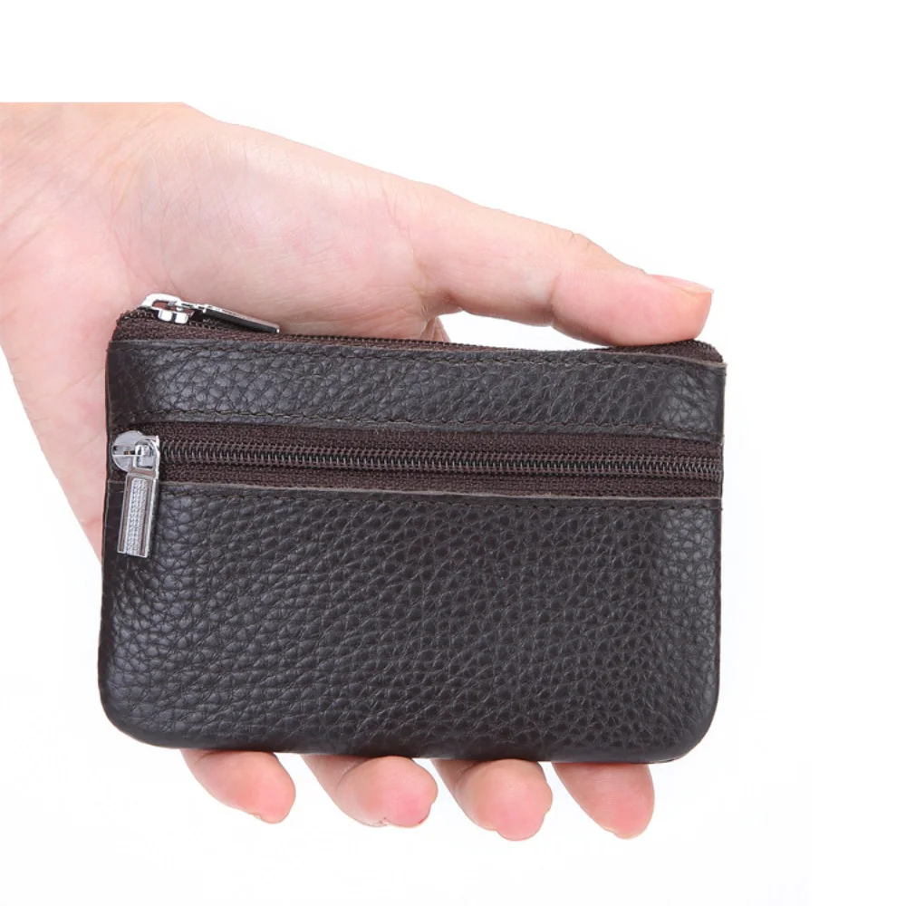 محفظة جلدية بسحاب للعملات المعدنية مع فتحات للبطاقات، منظم للعملات المعدنية، حامل تغيير، حافظة بطاقات، حقيبة تخزين بسحاب جلدي للرجال