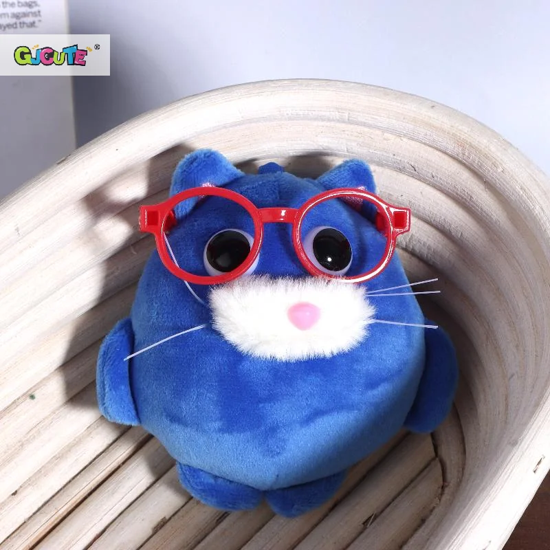 Porte-clés en peluche chaton bleu mignon, poupée chat potelé en peluche de dessin animé, pendentif de sac à dos, décoration suspendue, cadeaux