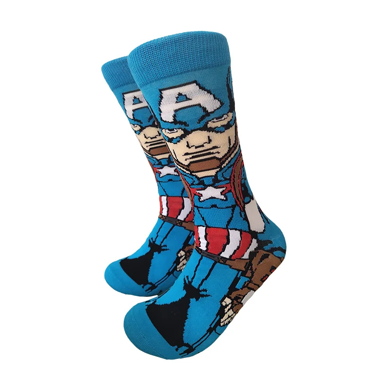 Männer Spider Man Mid Calf Socken Cartoon Iron Man Deadpool Hulk Captain America Muster Atmungsaktive Bequeme Socken für Erwachsene Geschenk