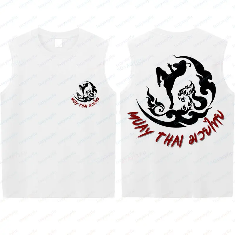 Camisa Regata de Algodão de Alta Qualidade para Muay Thai e Artes Marciais Mistas Tiger GYM - Modelo Regular Sem Mangas para Verão