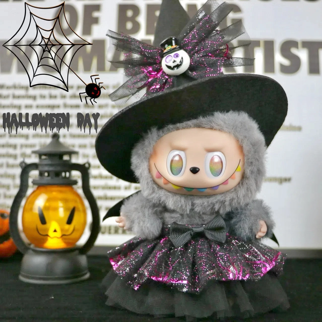 

Для Labubu V1 V2 V3 костюм тыквы, дьявола и ангела, костюм на Хэллоуин, карнавальный набор для вечеринки, шляпа-паук, метла, игрушка в подарок