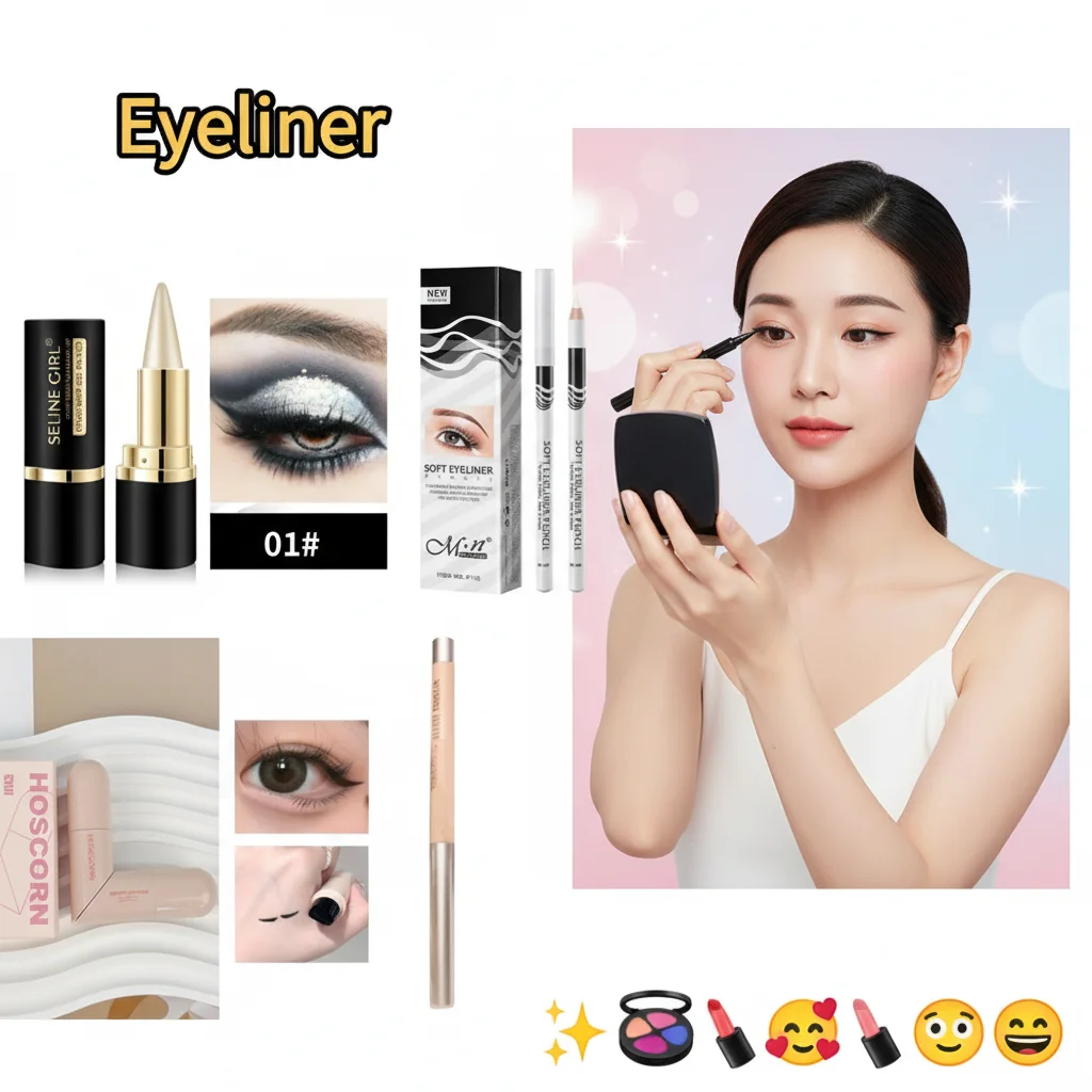 Lazy Integrated Eyeliner Stamp Dual-Head Rotatable Precise Outline Seal Lasting Waterproof Fast Drying Liquid Eye Liner Pen