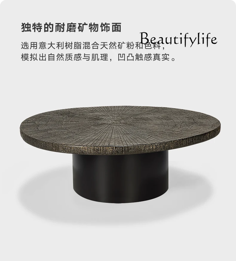 American Style Fashion Retro Chic Style Crack Surface Oval Tea Table Living Room Design Sense Side Table Table