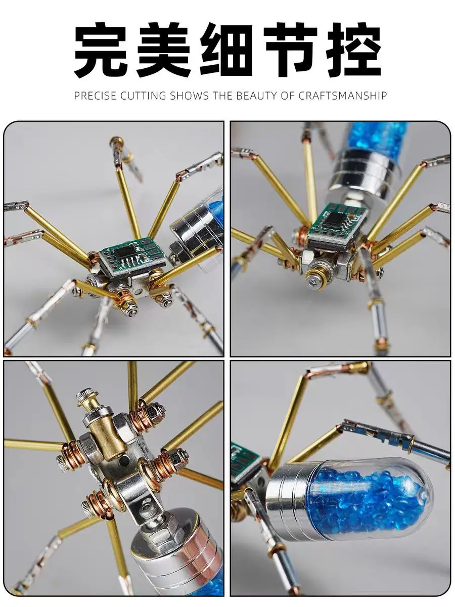 Diy montagem de metal kit modelo aranha insetos mecânicos criativo artesanal aranhas brinquedo 3d quebra-cabeças brinquedos para crianças adultos presente