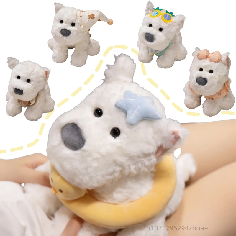 

23 см Kawaii Dress Up West Highland плюшевая кукла Good Night желтая утка нагрудник с бантом солнцезащитные очки собака плюшевая игрушка домашний декор подарок для детей
