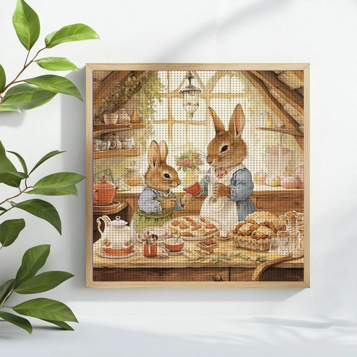 1pc 40X40CM/15.74inch Rabbit Stamped Cross Stitch Kit DIY Kit 11CT/14CT DIY Embroidered Set DIY Cross-Stitch Set