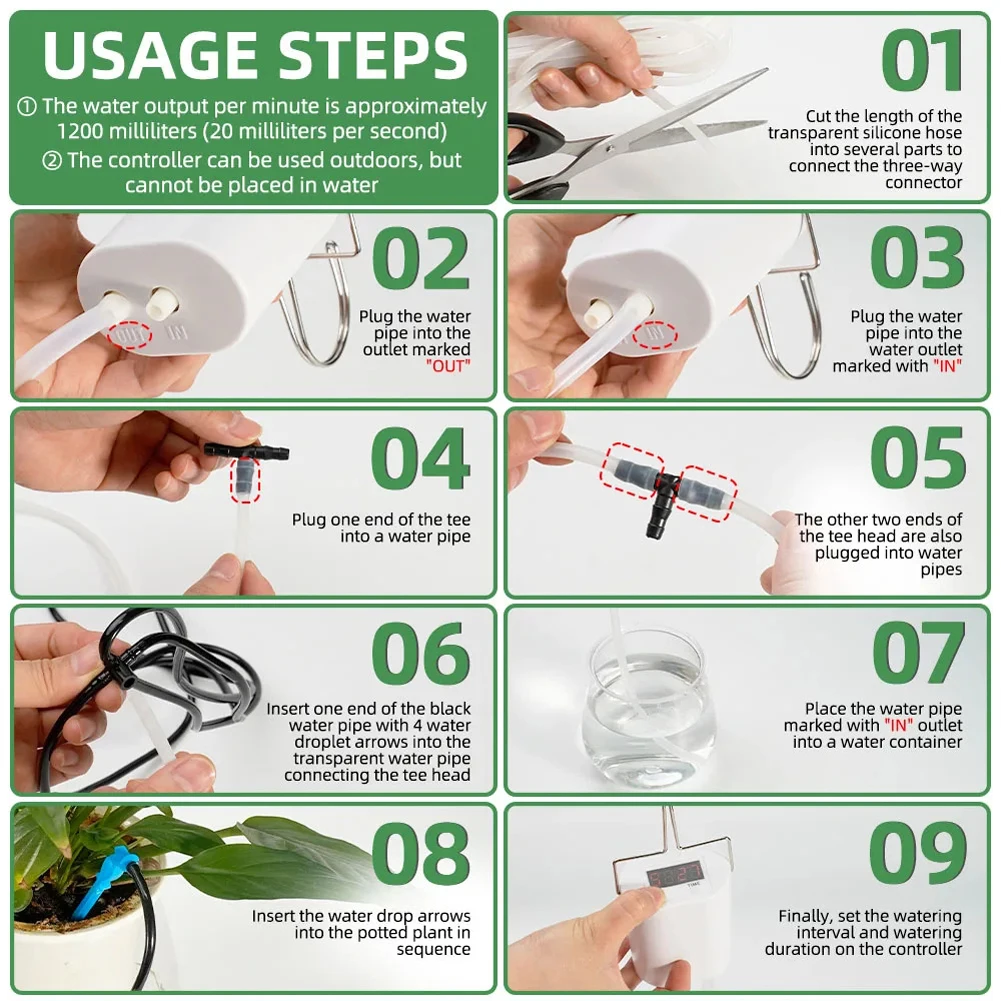 الزهور النباتات المنزل الرش المنزل الرش بالتنقيط جهاز الري 2/8/16 رؤساء مضخة داخلي سقي النباتات جهاز حديقة أداة #6