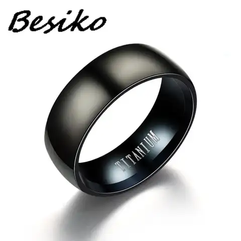 Besiko 남성용 100% 티타늄 카바이드 반지, 남성 쥬얼리 웨딩 밴드, 클래식 남자 친구 선물 반지, 8mm 블랙, 신제품
