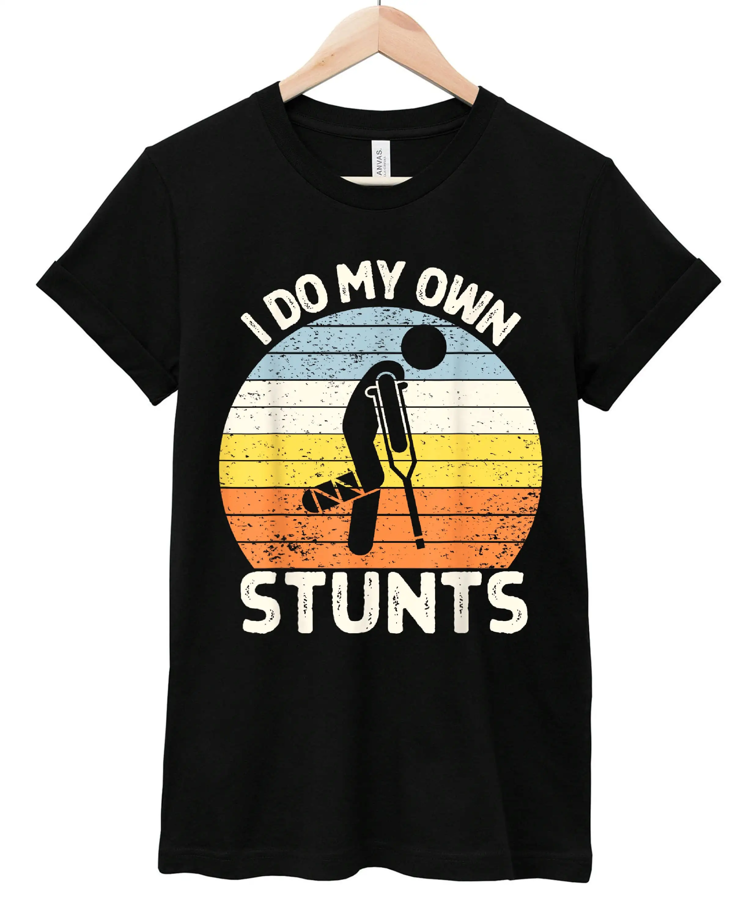 I Do My Own Stunts Broken Leg Get Well Soon Crutches T shirt B08S18YT2L