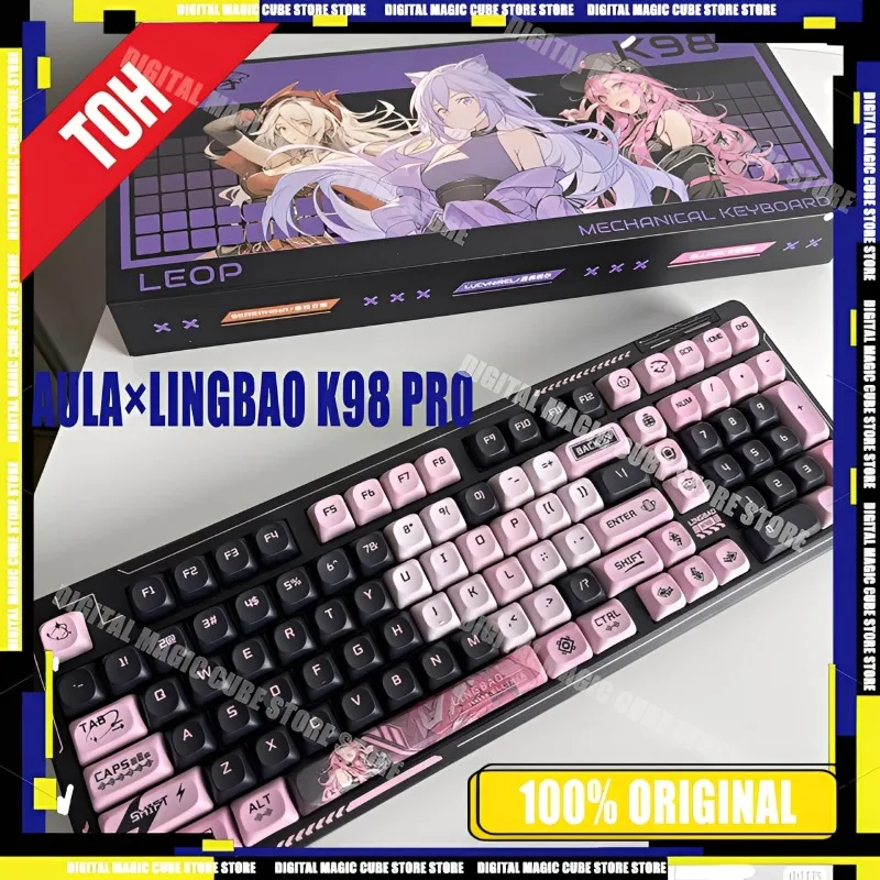 

NEW AULA×LINGBAO K98 PRO Gaming Mechanical Keyboard Tri-Mode Wireless Gasket Structure Hot Swap Gaming Keyboard 10000ma in Stock