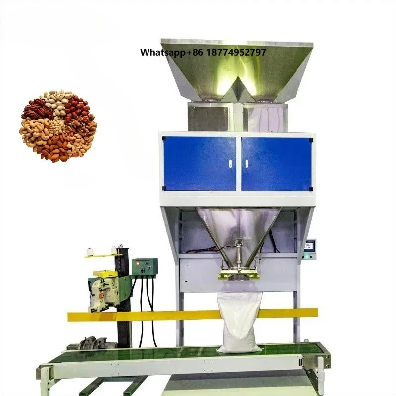 Semi Automatic 5kg 10kg 25kg 50kg Melon Seeds Peanuts Wheat Rice Grain Fertilizer Granule Filler Bag Weighing Packing Machine