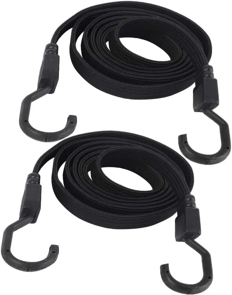 

2 Pack 77" Flat Bungee Cord Heavy Duty Adjustable Straps with Hooks for Hand Truck Camping Motorcycle Cars Bikes Luggage Rack
