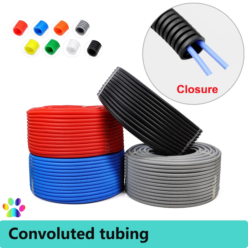 1/5/10M Wire Conduit Convoluted Tubing Harness Wire Threading Plastic Sleeve Flexible Split Loom Wire Cover Cable Wrap Protector