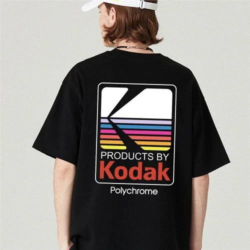 2026 Sommer Reine Baumwolle T-Shirt Hip-Hop-Stil Kodak Neues Bedrucktes T-Shirt für Herren Damen Unisex Harajuku-Stil Kurzarm-Oberteil