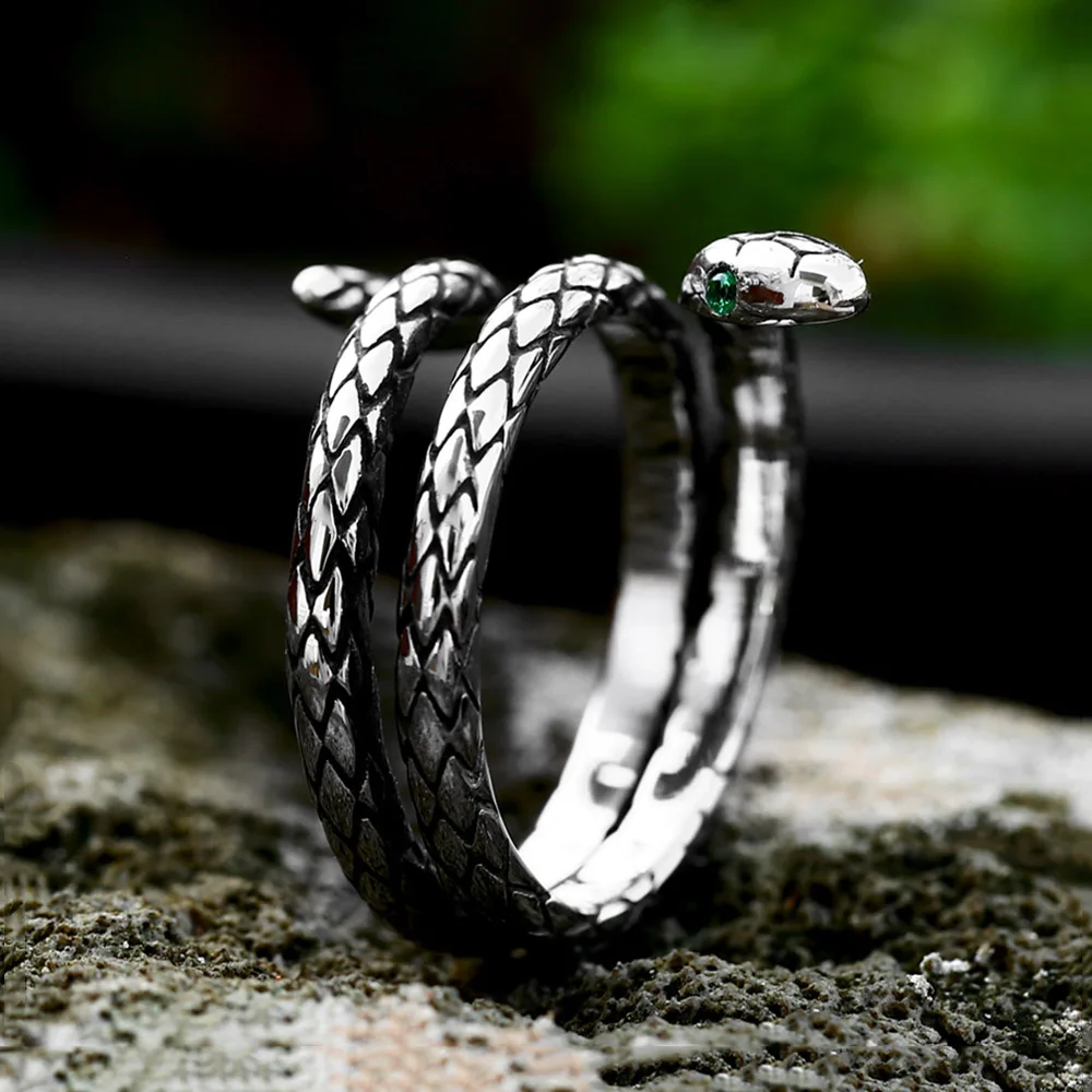 New Design 316L Stainless Steel Snake Ring For Men Women Punk Cool Animal Rings Biker Fashion Amulet Jewelry Gift Dropshipping - view 2