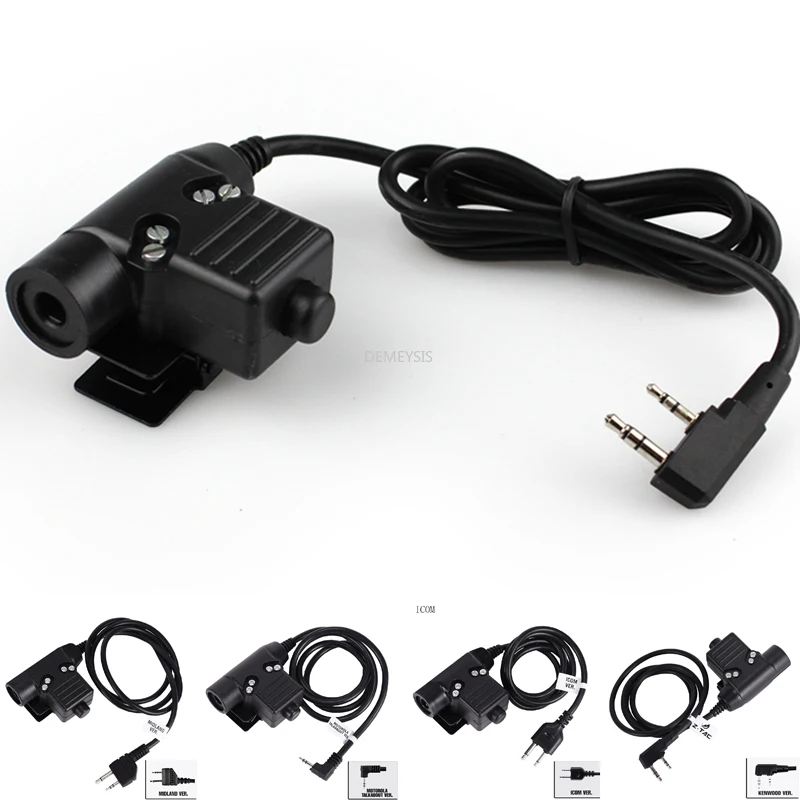 Tactical U94 PTT Headset Adapter PTT for Icom Kenwood Midland Moto Talkabout Mobile Phone Push To Talk Cable Plug with Button