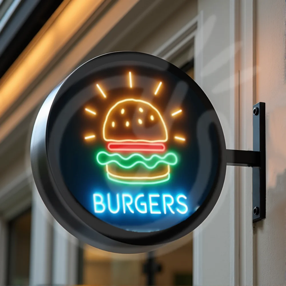 Custom Hamburg Light Box Acrylic LED Light Box for Storefront Waterproof Double Sided Outdoor Business Signage Wall Mounted