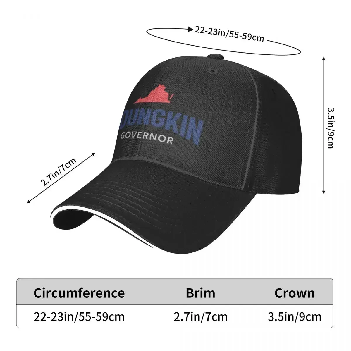 Youngkin For Governor Cap Fashion Casual Baseball Caps Adjustable Hat Summer Unisex Baseball Hats Customizable polychromatic