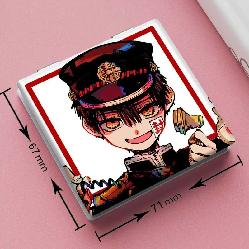7x6cm Toiletgebonden Hanako-kun Opvouwbare dubbelzijdige make-upspiegel Draagbare reizen Anime Leuke meisjes Kinderen Vergrootglas Vierkant