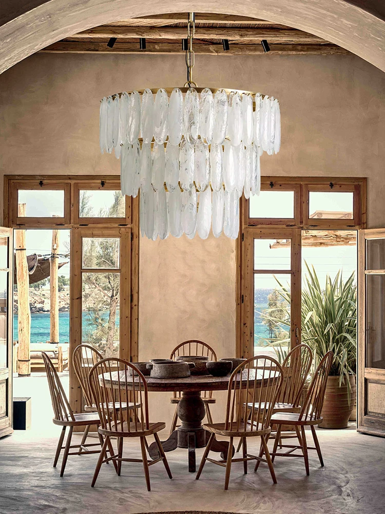 Living Room Ceiling Chandeliers Handmade Glass Lamp Lighting Fixtures Cottage Luxury Home Lustre Foyer Big Hanging Light Stair