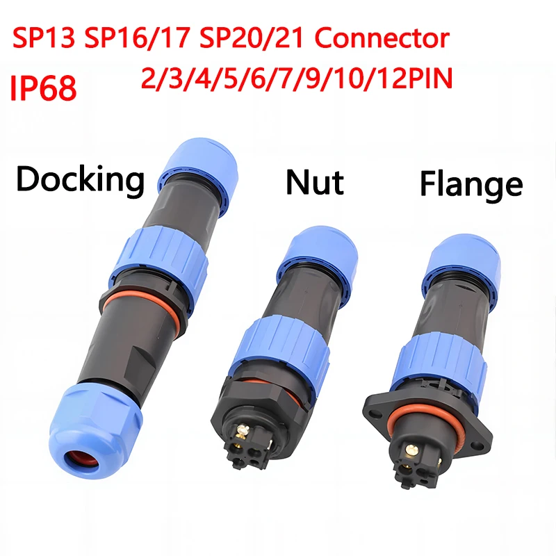 

SP13 SP16 SP17 SP20 SP21 IP68 Waterproof Aviation Connector Plug Socket 2-12 Pin Male Female Panel Mount Cable Wire Connectors
