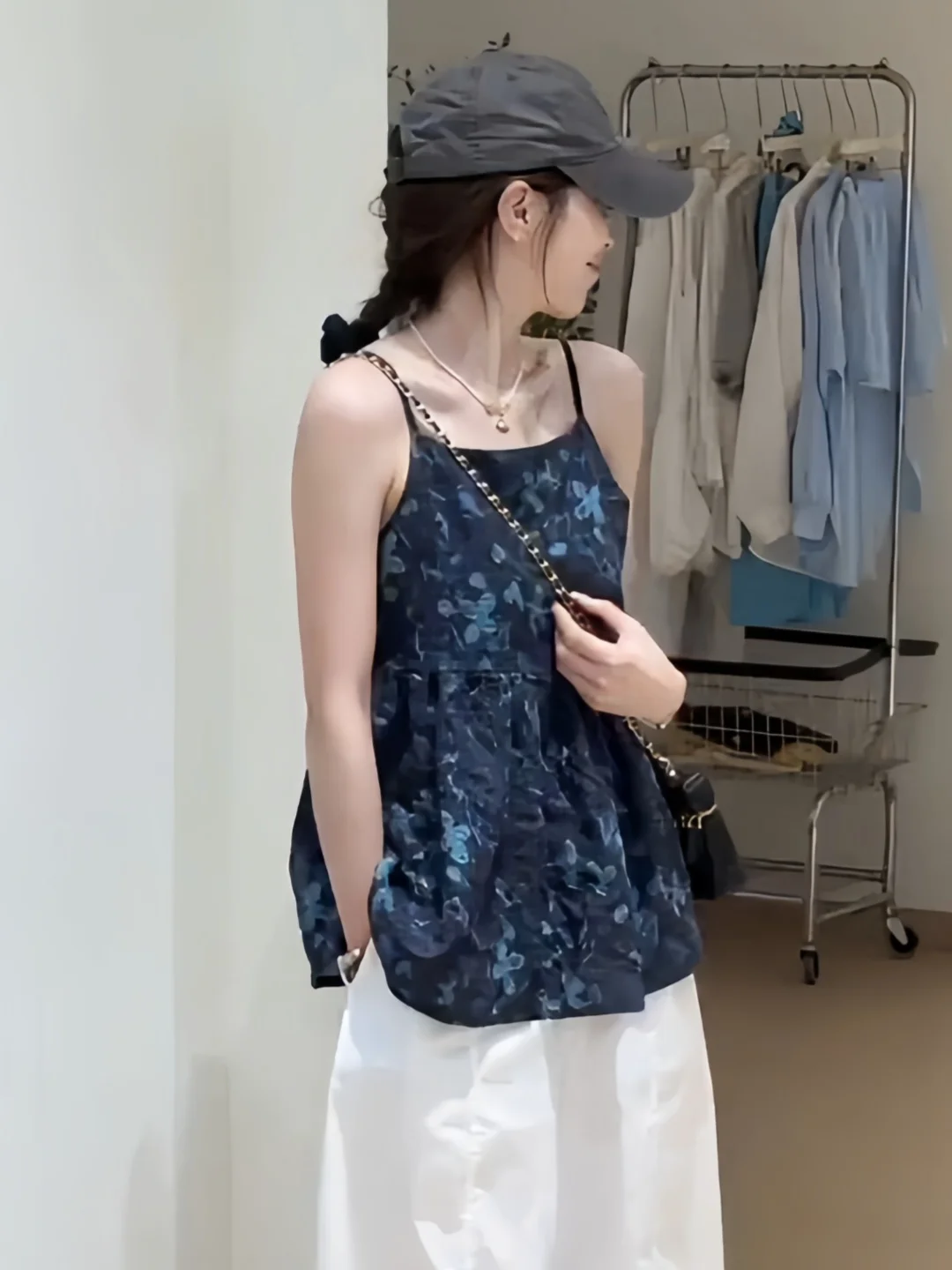 Korean Style Adjustable Strapless Floral Print Crop Top Women's Summer New Arrival Versatile Breathable Cotton Citywalk Top