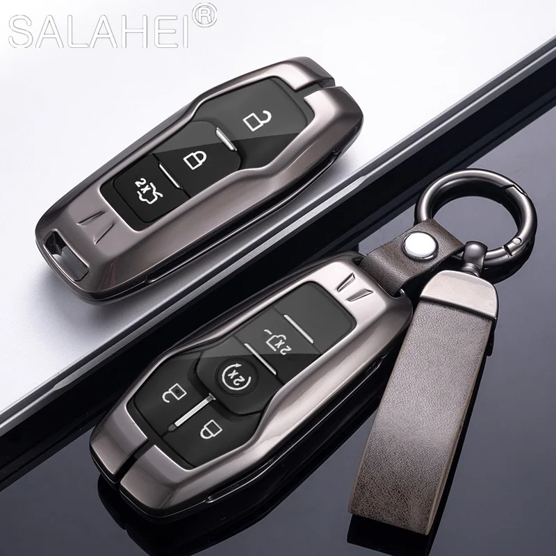 

Zinc Alloy Leather Car Key Case For Ford Fiesta Focus 345 Mondeo Ecosport Kuga ST Mustang F-150 Explorer Edge Ranger S C Max Mk3