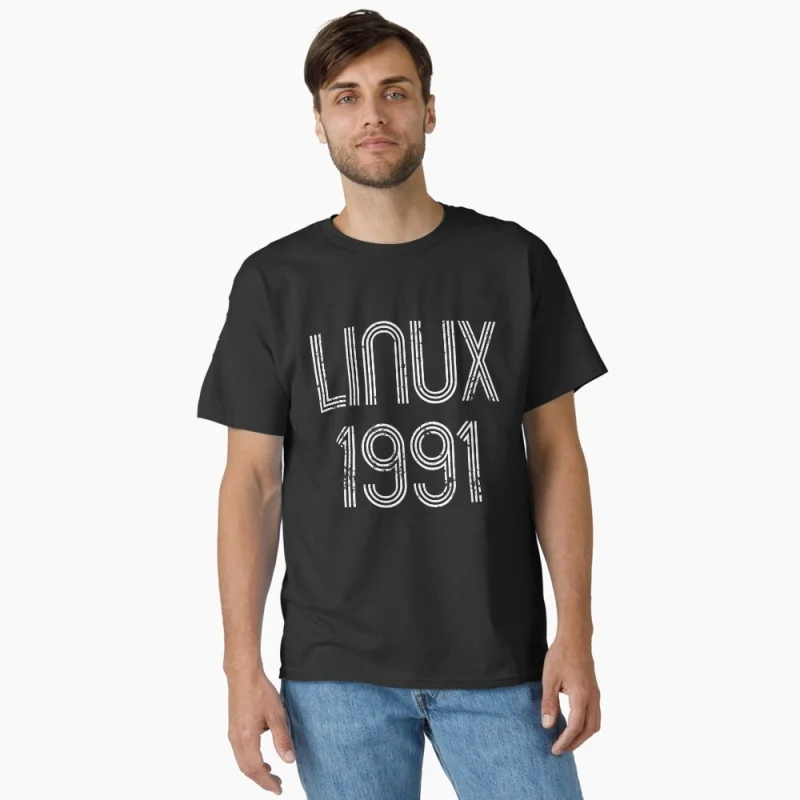 

Linux 1991 - Initial Release Year Funny Developer Gift t shirt for Software Engineer Graphic clothes All size Tops