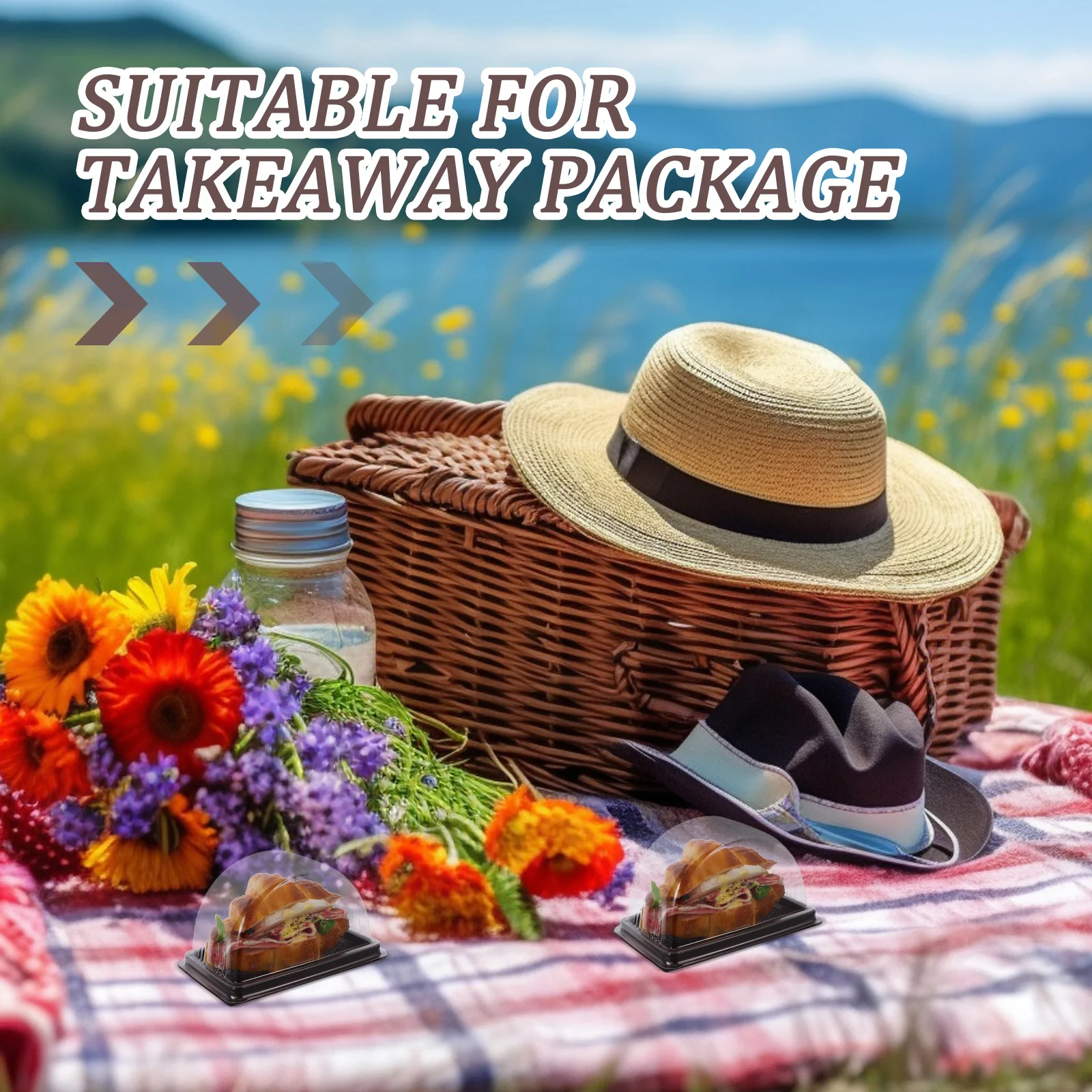 50pcs Cake Packaging Boxes Transparent Plastic Food Storage Container For Baked Goods Desserts Takeaway Lunch Disposable Tray