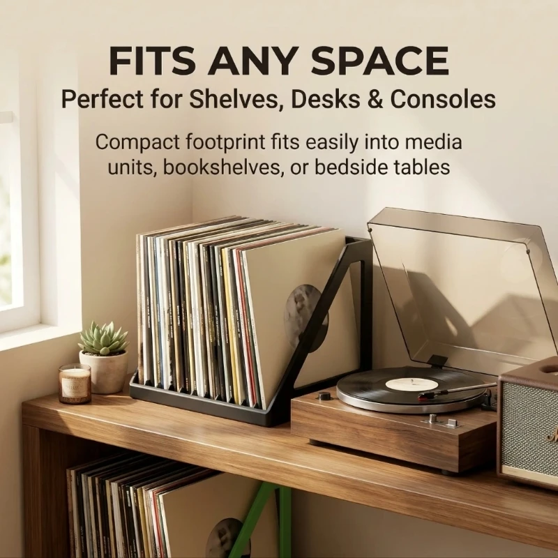 12-Divider Disc Case Collection Rack with Separated Vertical Storage, Visible Spines, and Desktop Display for Browsing D2RC