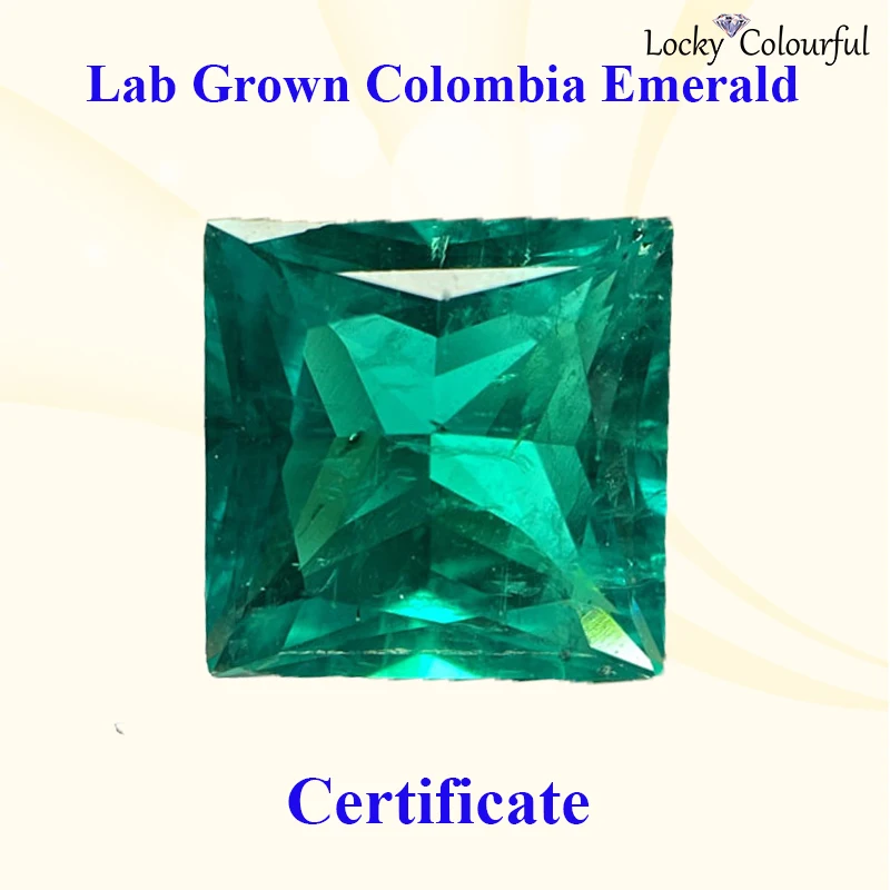 

Lab Grown Colombian Emerald Top Quality Princess Cut Charms DIY Selectable AGL Certificate for Jewelry Making Necklace Materials