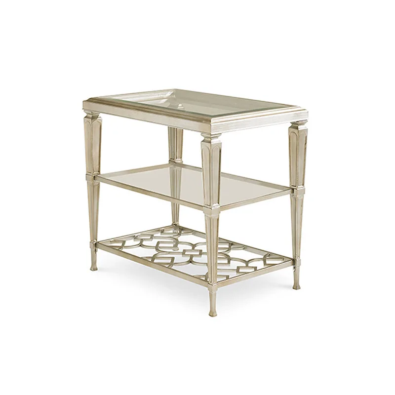 

Wooden tempered glass rectangular living room sofa corner table, coffee table, light luxury side table