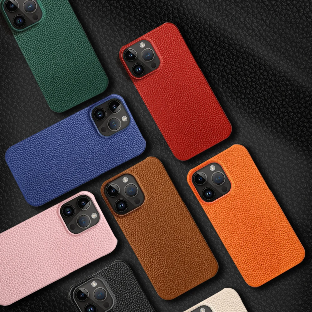 LANGSIDI Luxury Genuine Cowhide Leather Phone Case for iPhone 15 Pro Max 15Pro 14Pro Luxury Shockproof Back Cover