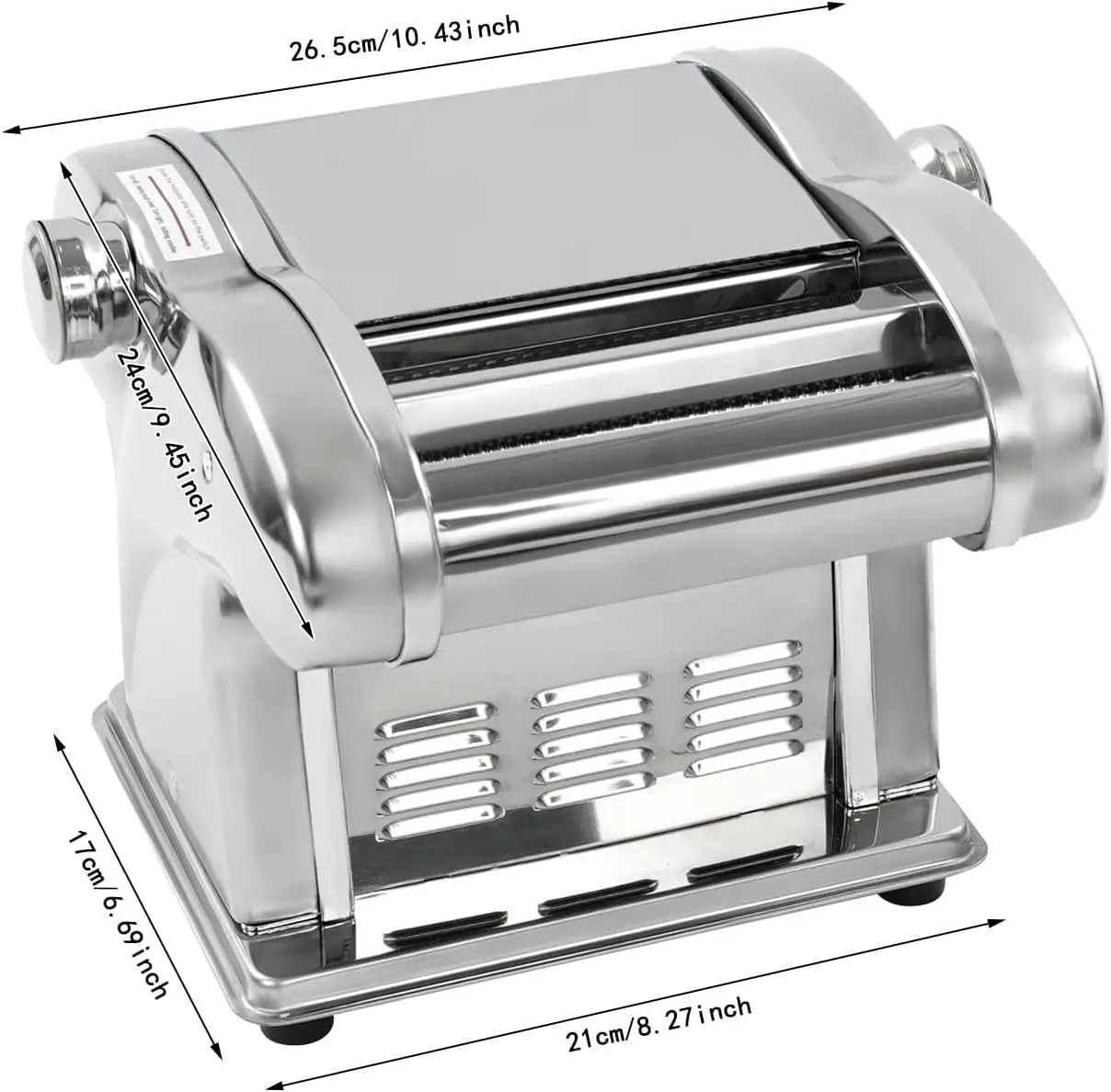 Electric Pasta Maker, Stainless Steel Noodle Machine with 3 Cutters | Automatic Design, 8-Level Dough Thickness Adjustment, 3 Cu