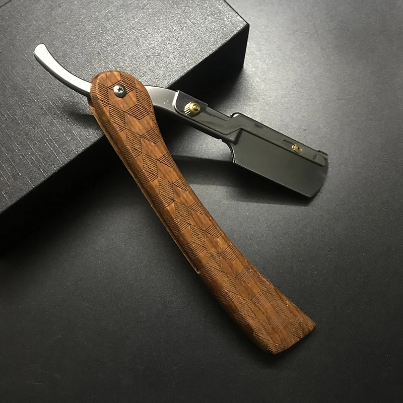 Мужская прямая бритва по дереву из нержавеющей стали, острая парикмахерская бритва, профессиональная ручная бритва, безопасные инструменты для бритья бороды