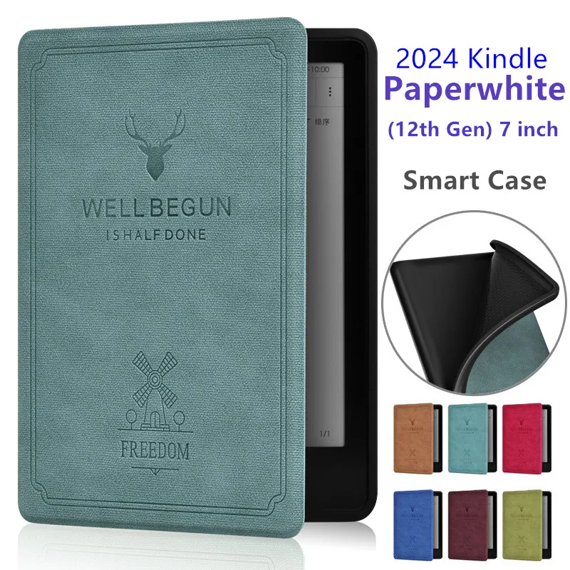 

Деловой чехол для Amazon Kindle Paperwhite 2024 (12-го поколения), 7 дюймов SA568B Smat, силиконовая задняя крышка для KWP6, 7 дюймов, кожаная основа для чтения