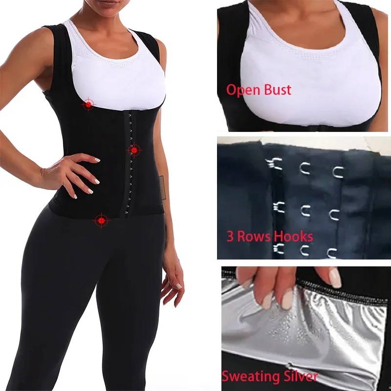 MrifDila Waist Training Shaping Sweat Tank Top Saunasuit Sleeveless Sweat Top Women Tank Sauna Suit Hot Sweating Suit Open Bust