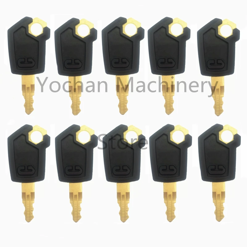 10 PCS 5P8500 Iron Key For Caterpillar CAT Heavy Equipment Ignition Loader Excavator Dozer Iron & Plastic Black 